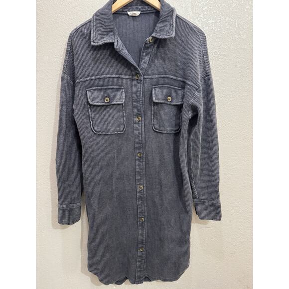 Anthropologie Pilcro Corduroy Relaxed Jacket Shacket Duster Dark Gray Size XS - Picture 2 of 6